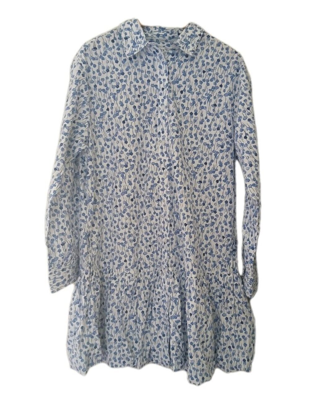 Lands' End Flounce Button Front Shirt Dress